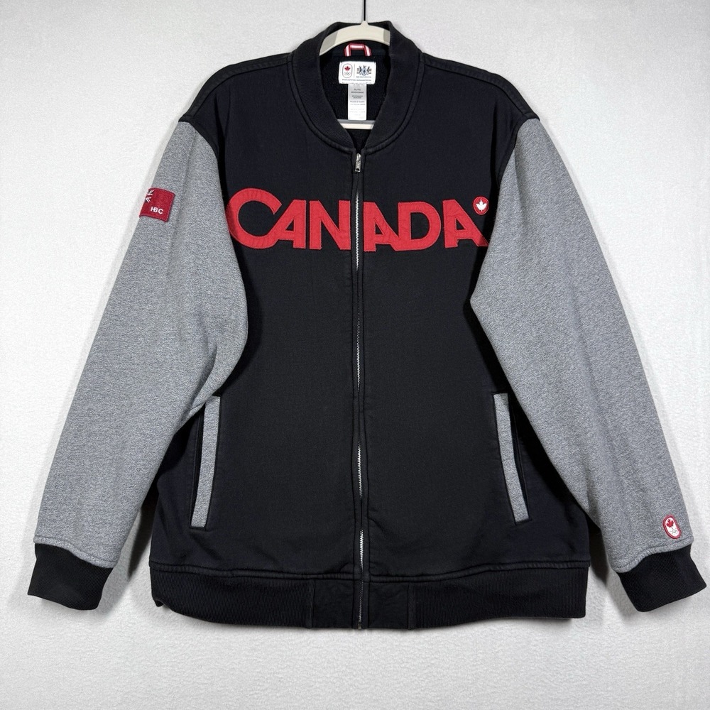 Hudsons Bay Team Canada Olympic Jacket Mens XL Full Zip Track Sweatshirt Logo